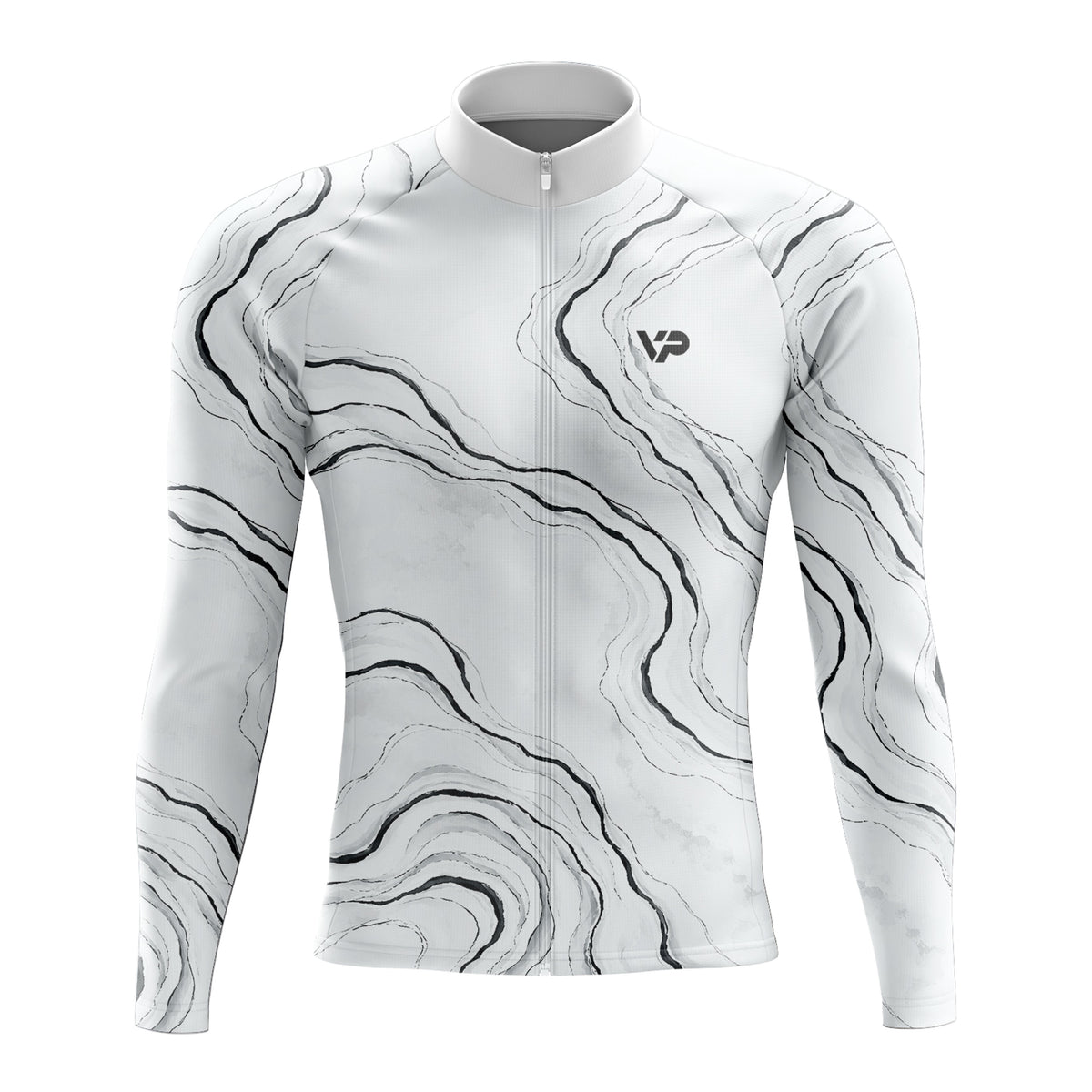 White Waves Long Sleeve Cycling Jersey
