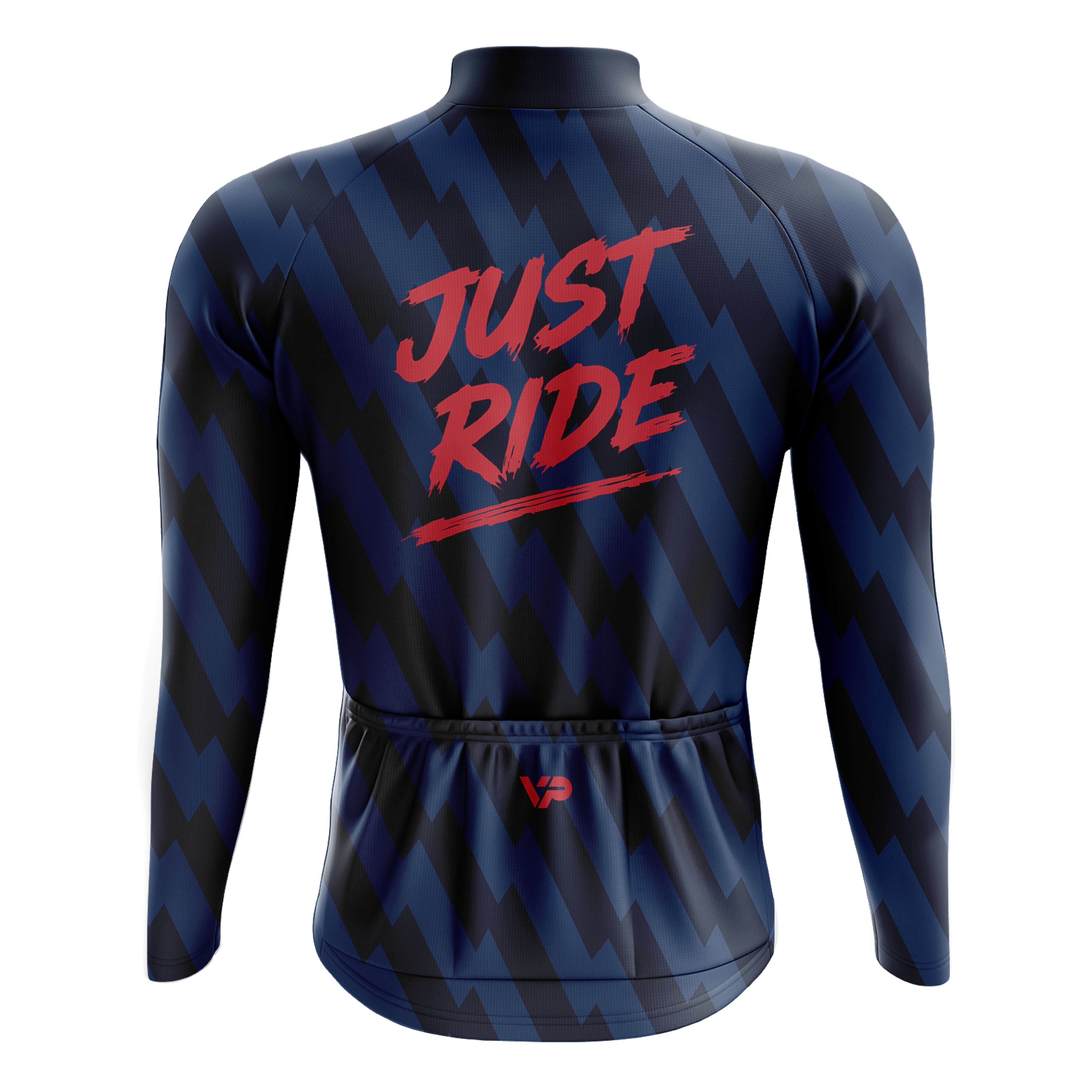 Blue Just Ride Long Sleeve Cycling Jersey