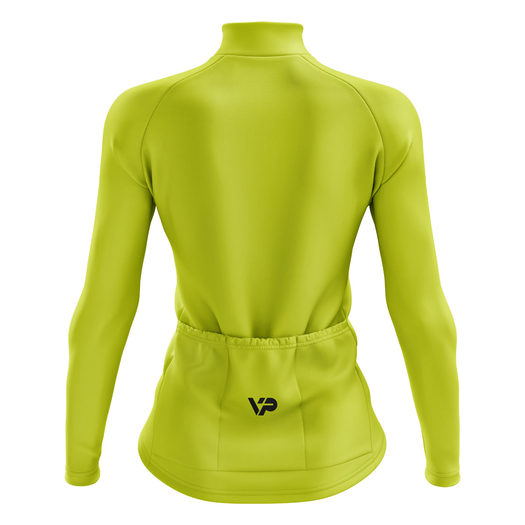 Women's Neon Yellow Long Sleeve Cycling Jersey
