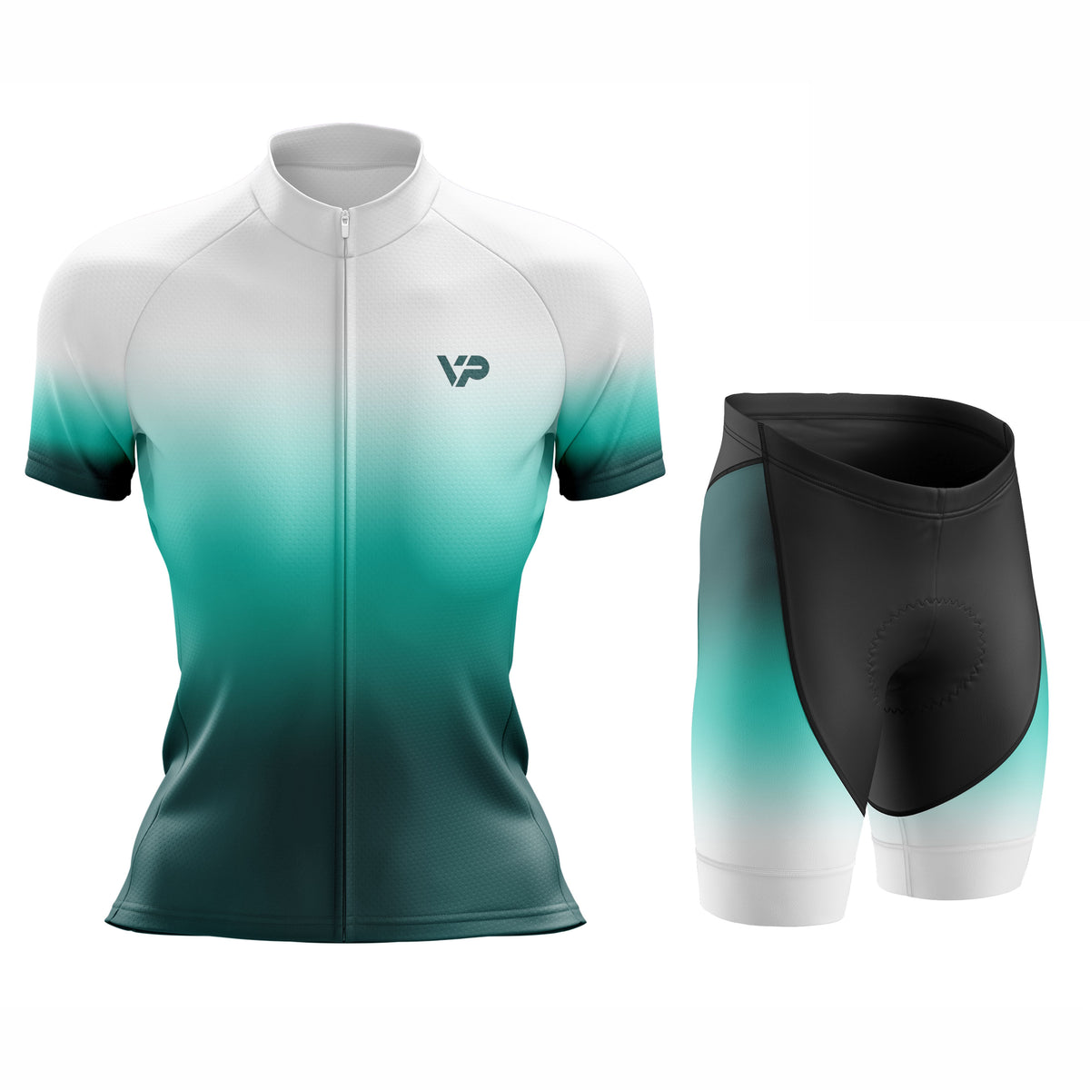 Women's Turquoise Gradient Cycling Kit