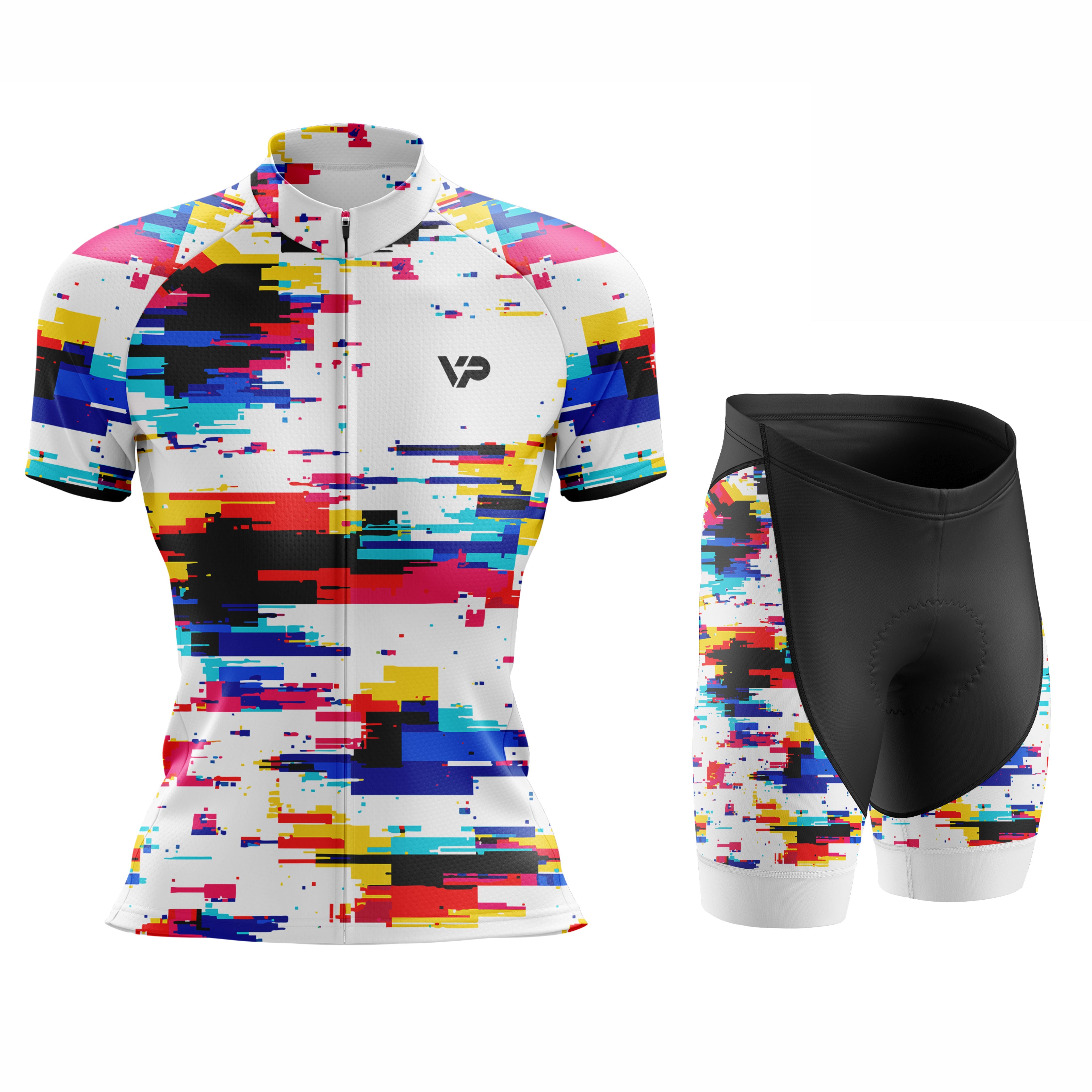 Women's White Pixel Cycling Kit