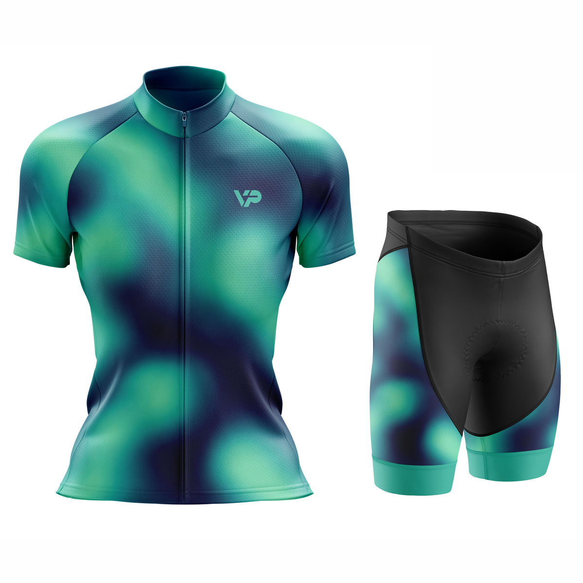 Women's Teal Gradient Cycling Kit