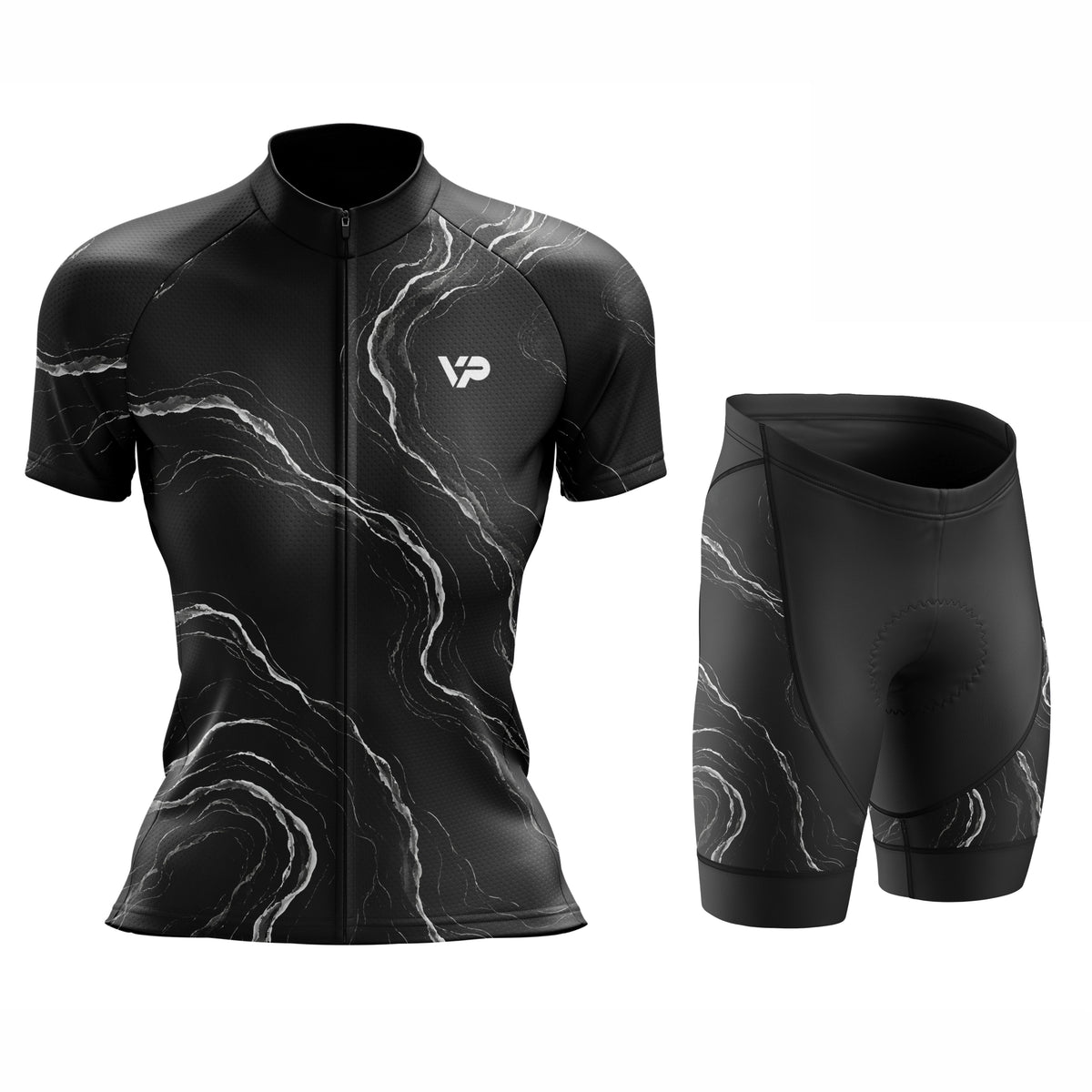 Women's Black Waves Cycling Kit