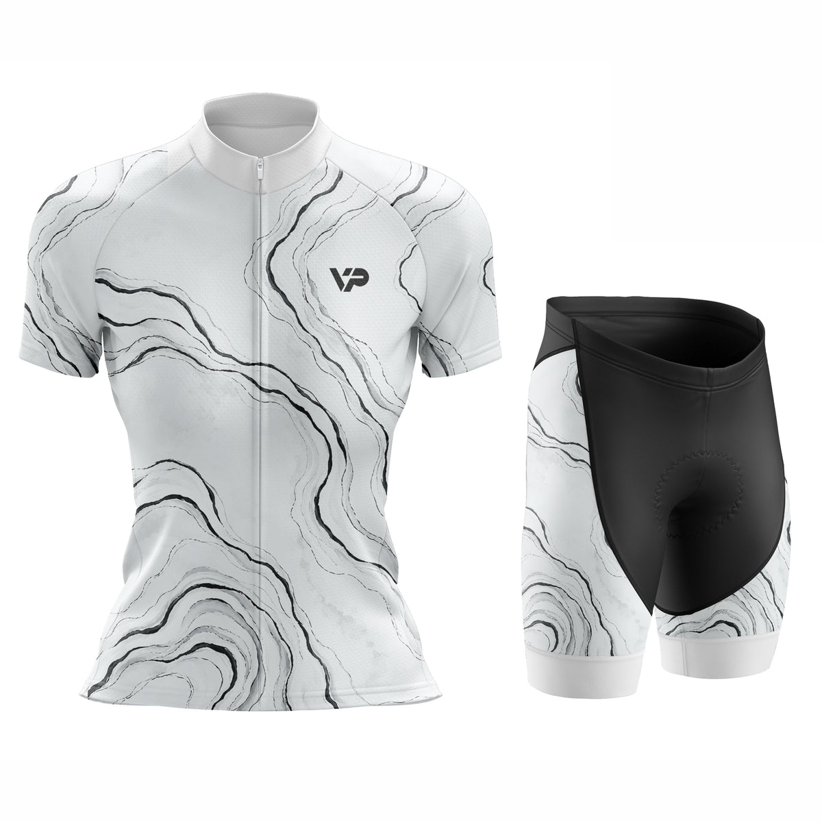Women's White Waves Cycling Kit