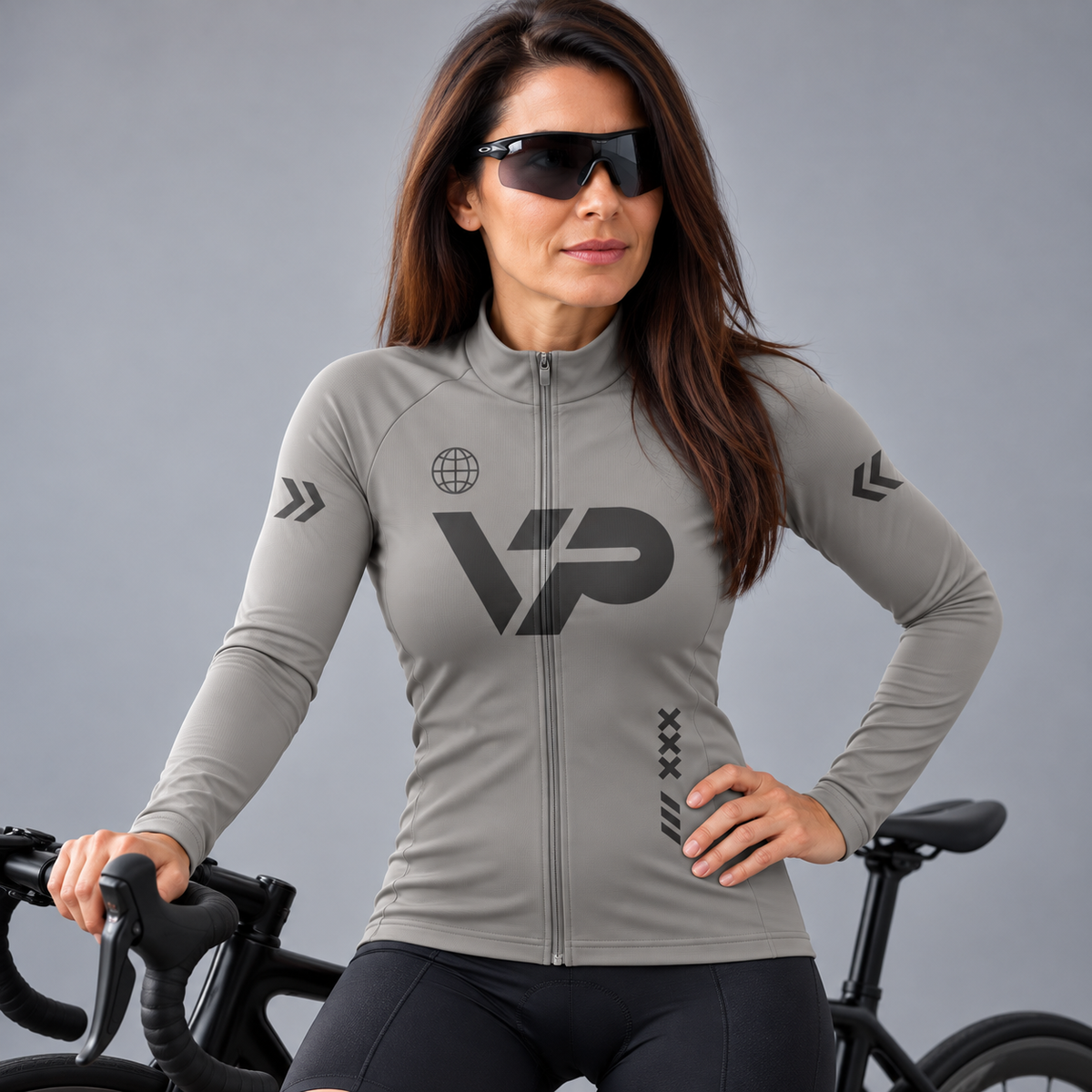 Orange -Gradient Langarm -Radsport -Trikot