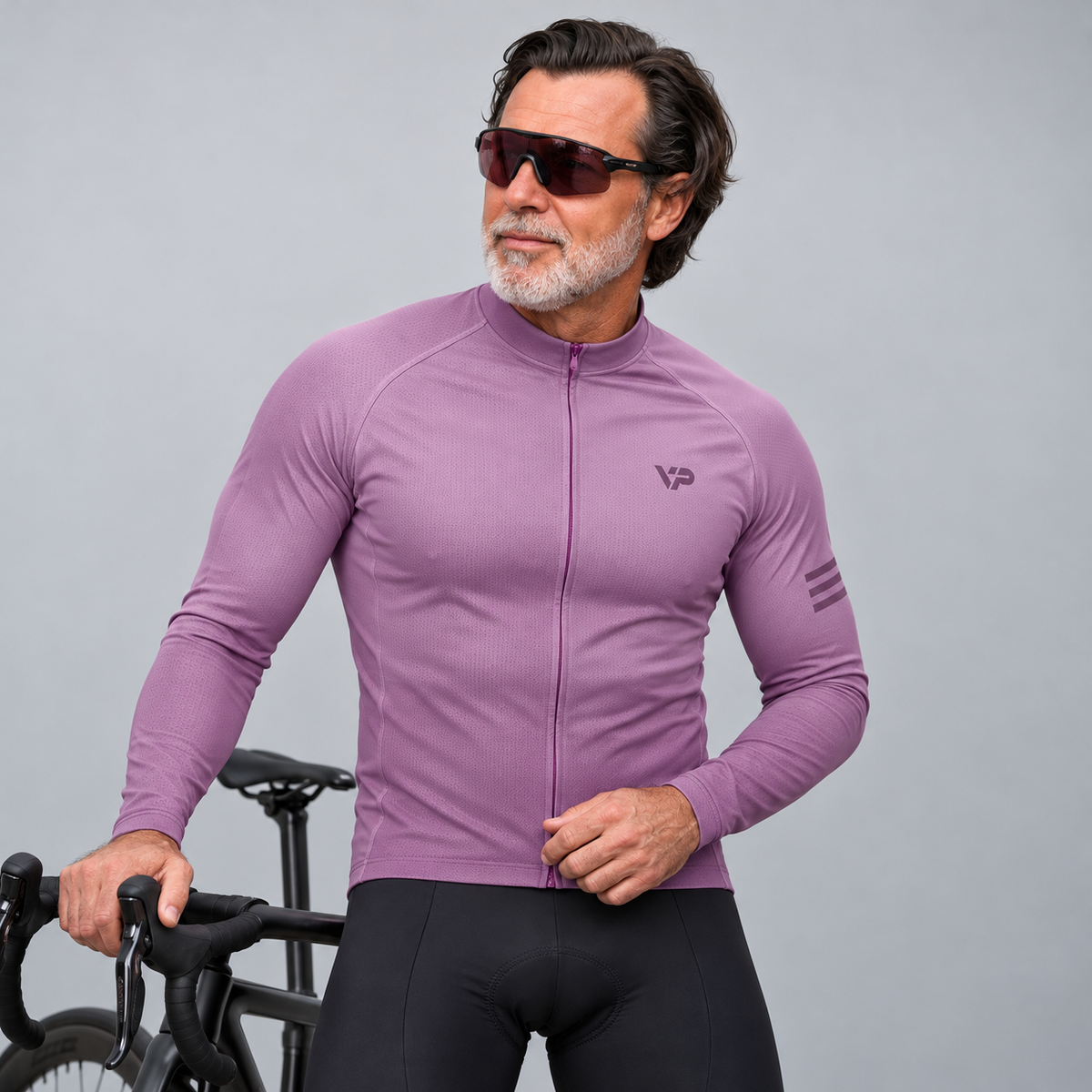 Vintage Mauve Long Sleeve Cycling Jersey