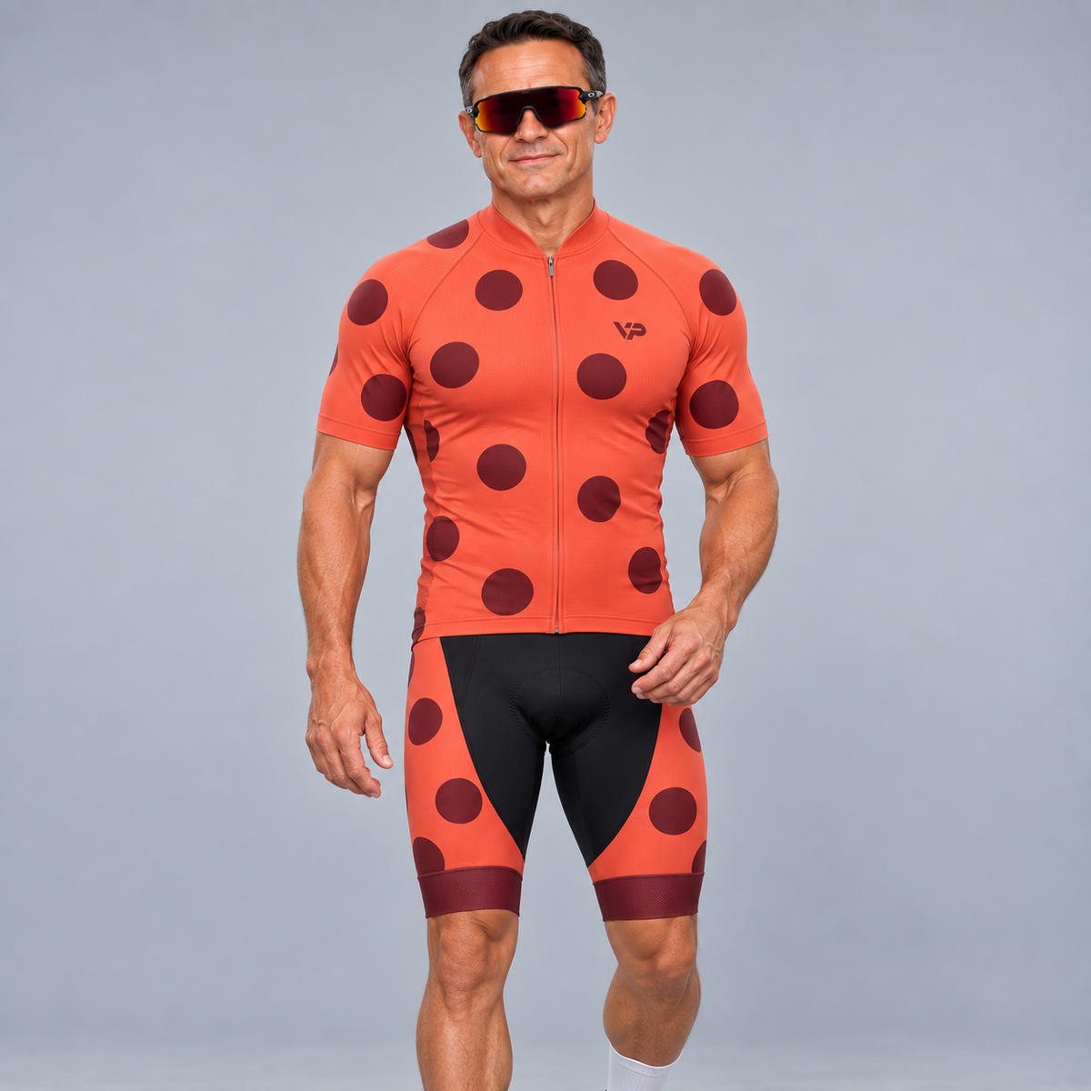Coral Polka Dots Cycling Kit