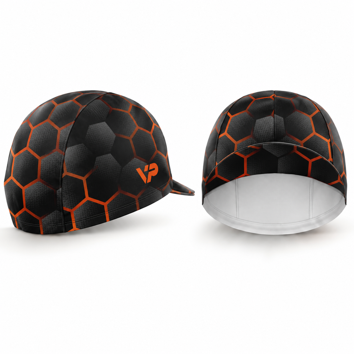 Cycling Cap Quick Dry - Orange Hexagon