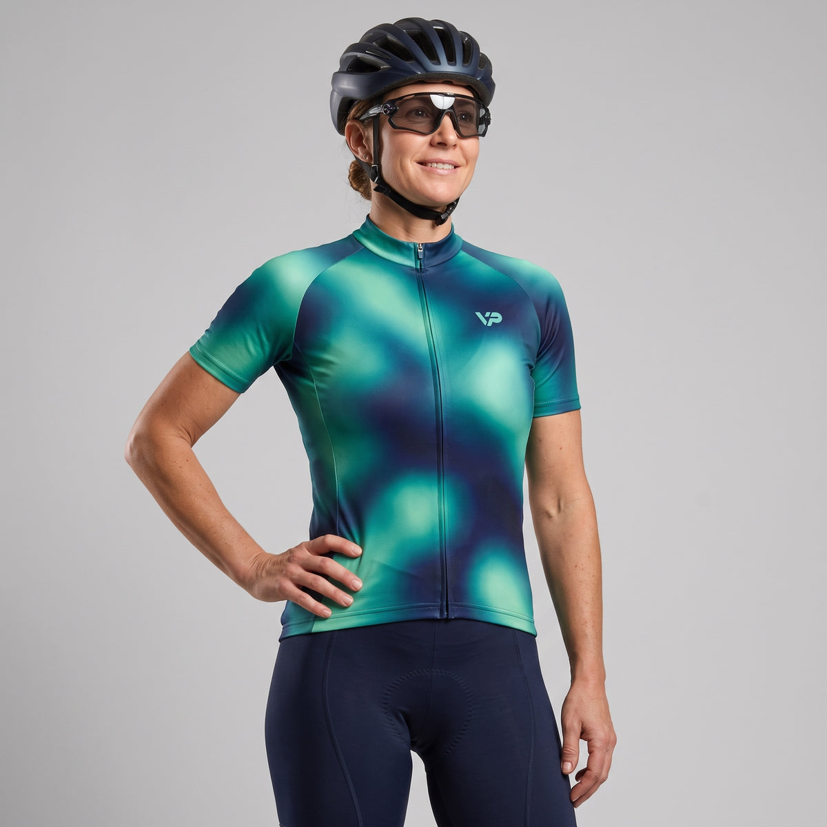 Women's Teal Gradient Cycling Kit