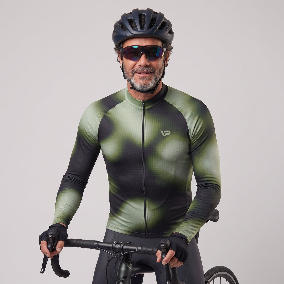 Green Gradient Long Sleeve Cycling Jersey