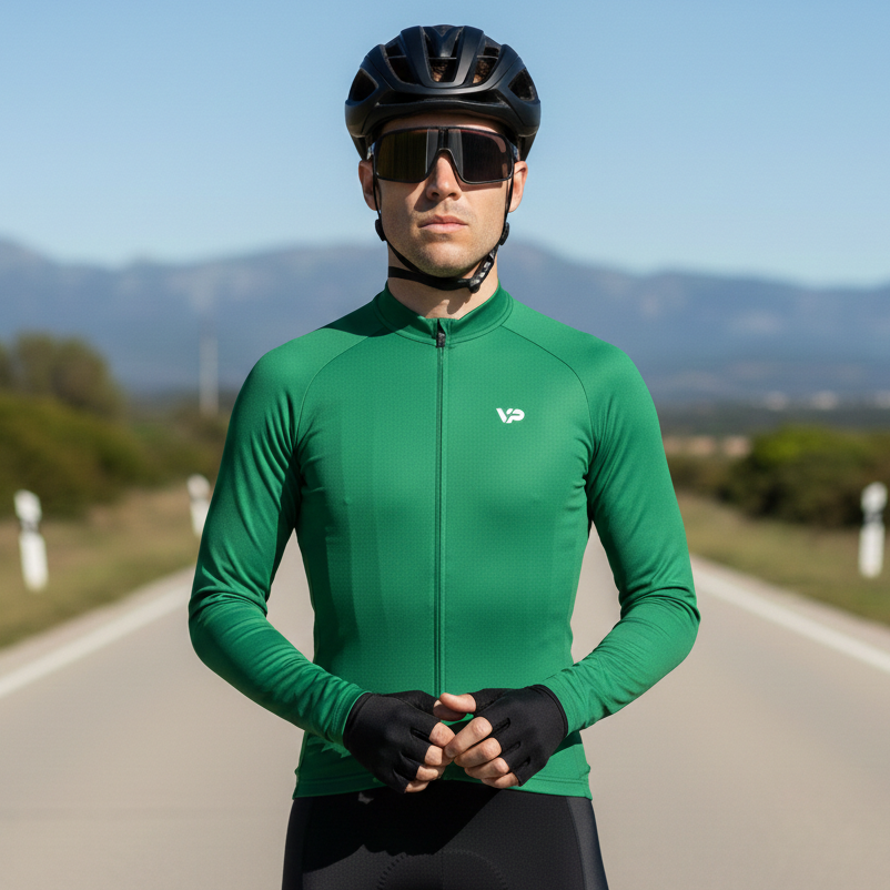 Green Long Sleeve Cycling Jersey