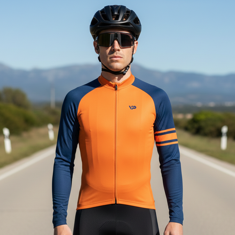 Orange Winter Cycling Jacket Thermo Fleece