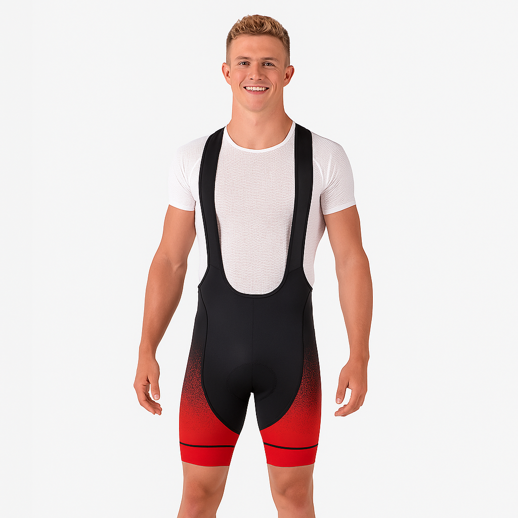 Red Gradient Cycling Bib Shorts