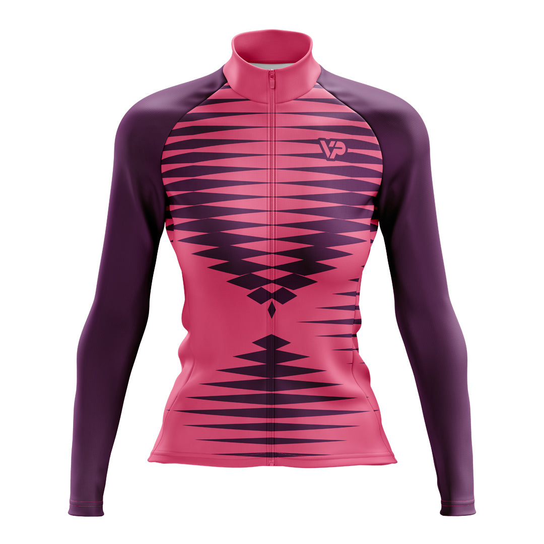 Women's Pink Long Sleeve Cycling Jersey