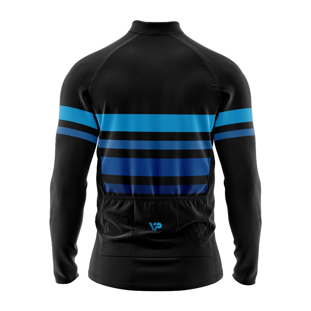 Black VP Blue Lines Winter Cycling Jacket Thermo Fleece