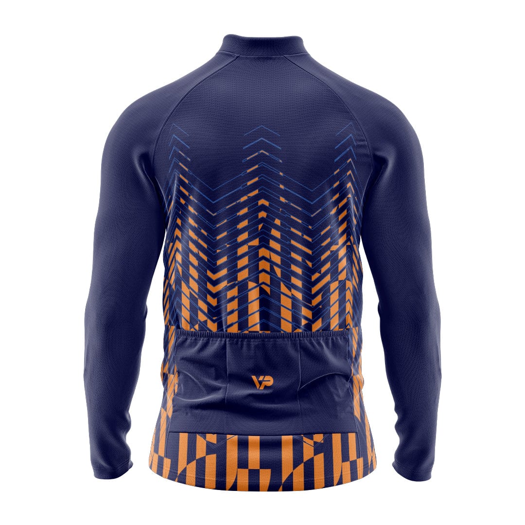 Victory Peak Best Mens Blue Long Sleeve Cycling Jersey VP4