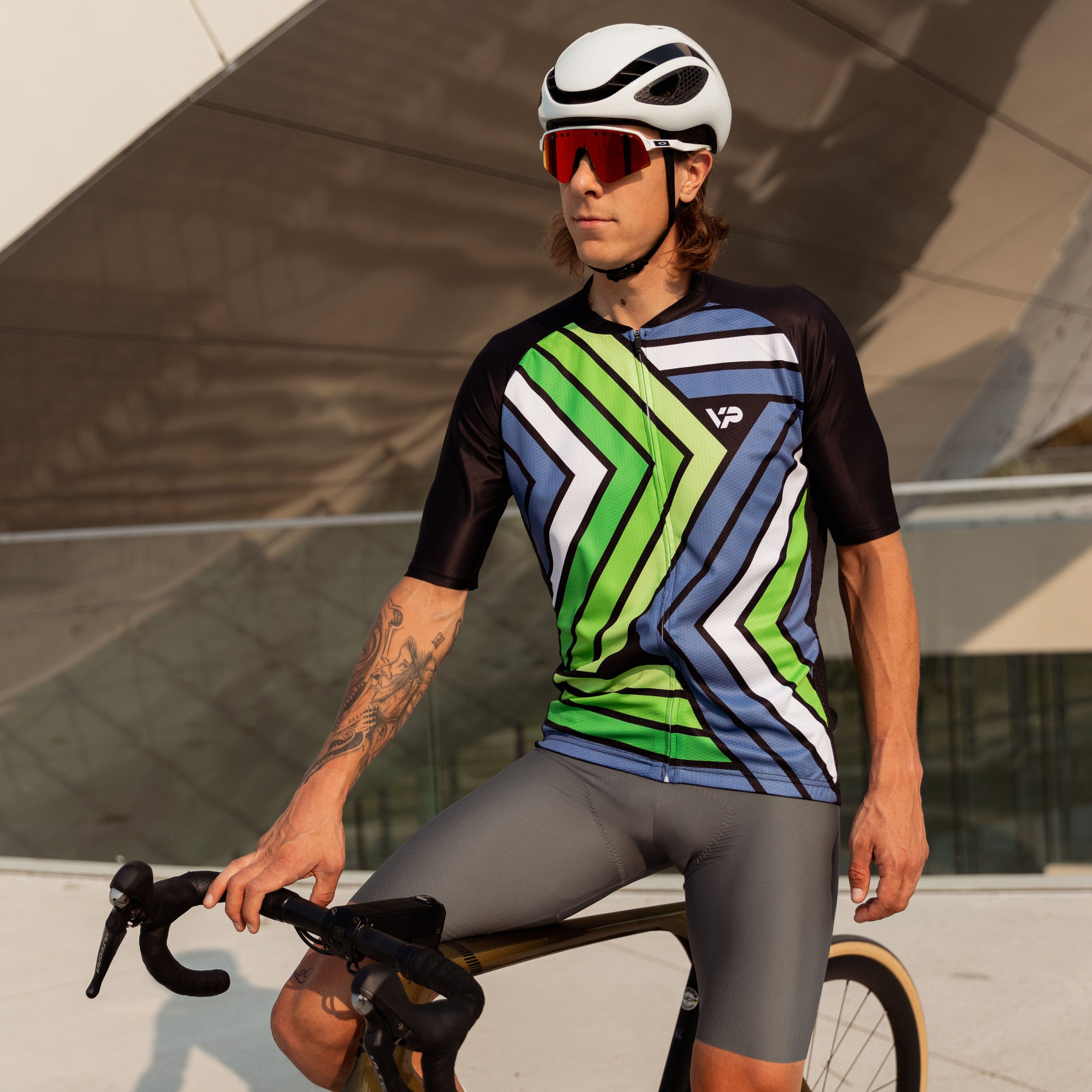 Victory Peak Best Mens Green Grey Cycling Jersey VP5