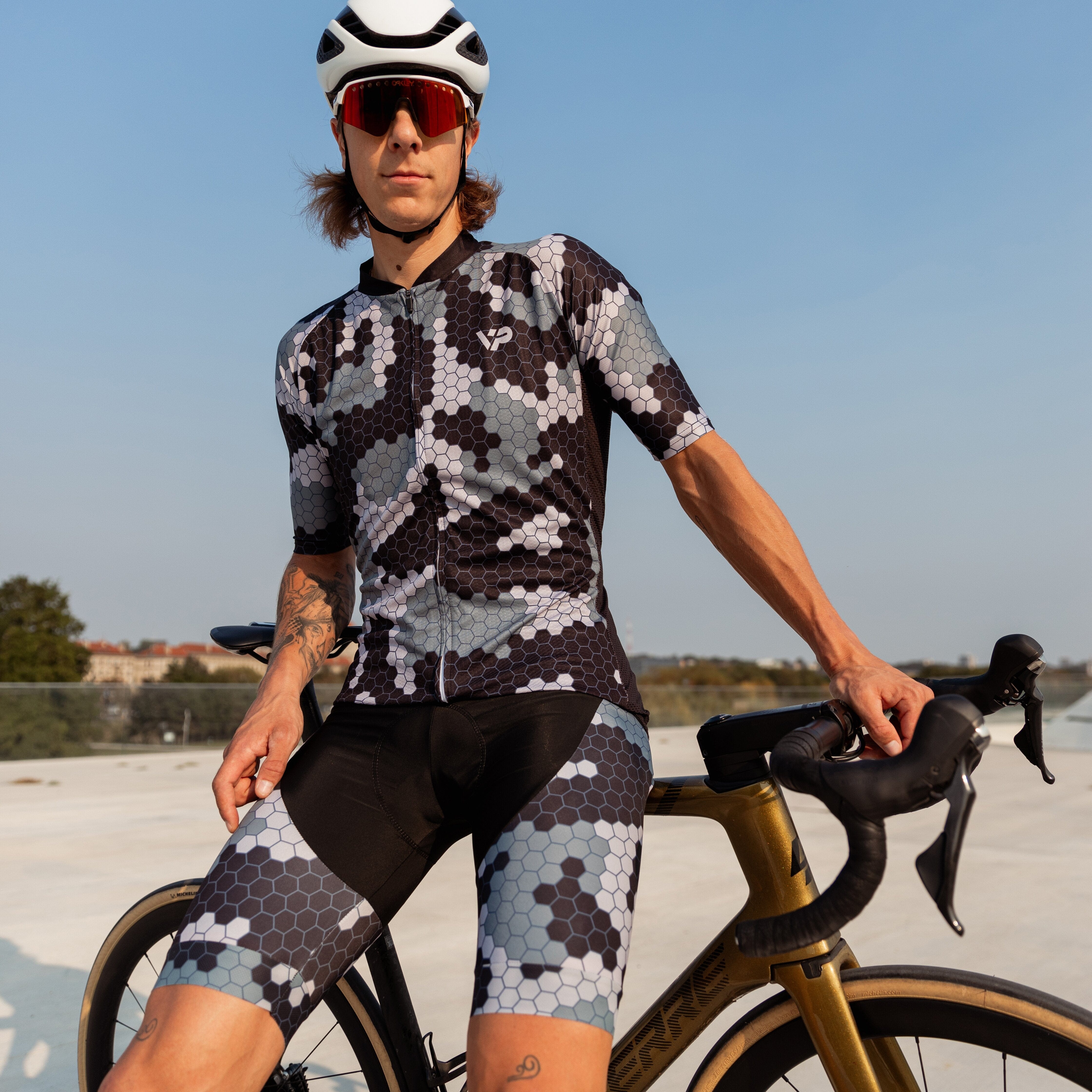 rennrad trikot camouflage Grey Camouflage Cycling Jersey