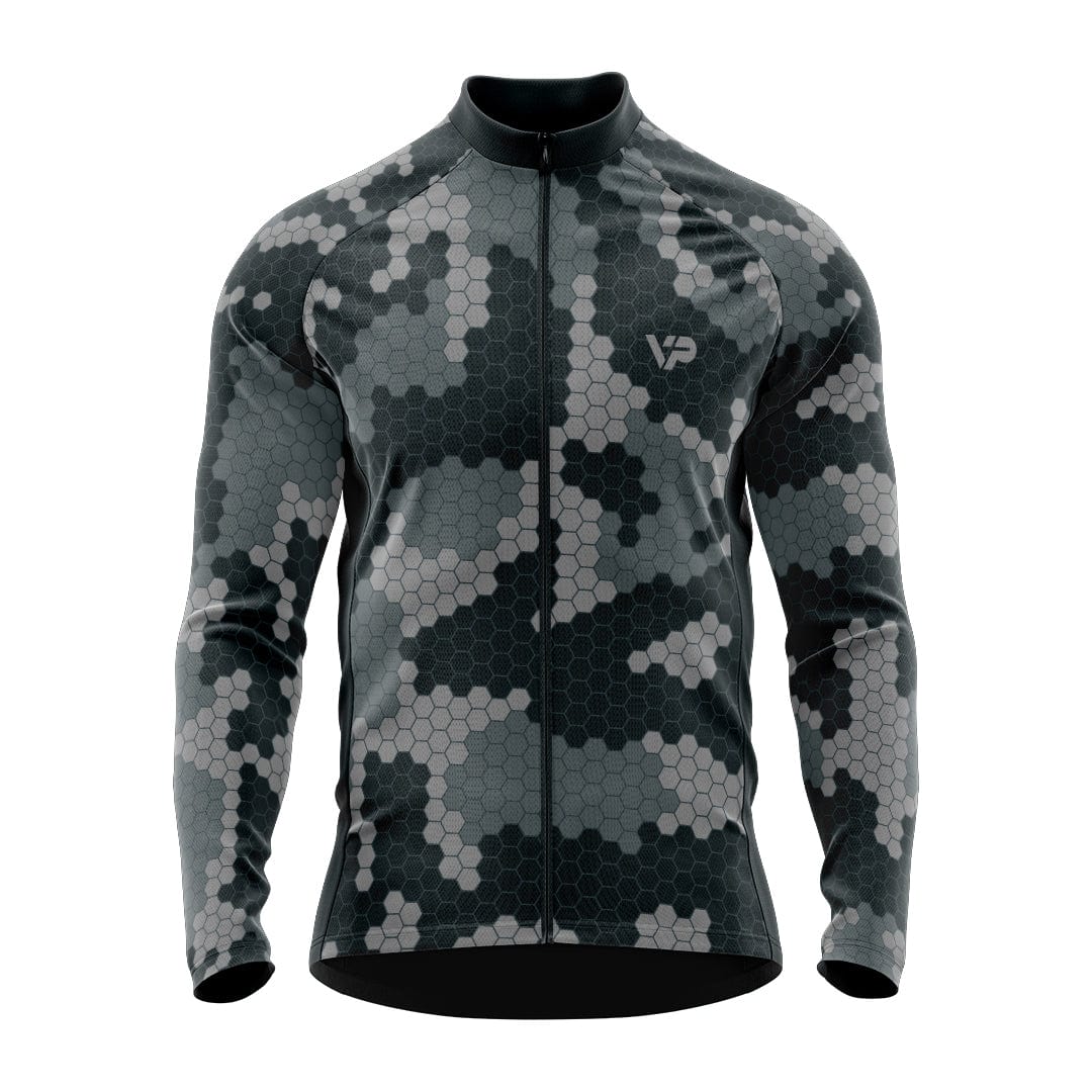 Grey Camouflage Long Sleeve Cycling Jersey Victory Peak Cycling