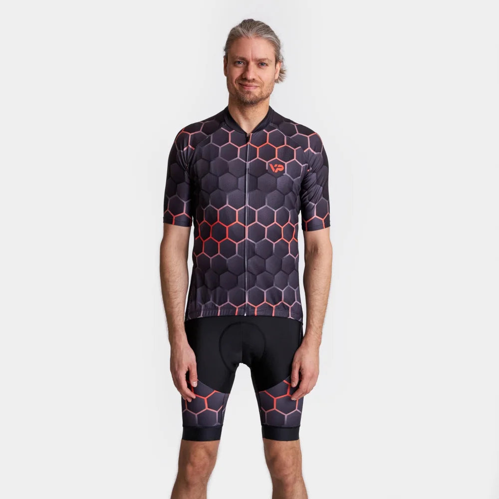 Hexagon Cycling Jersey - Orange Victory Peak Cycling