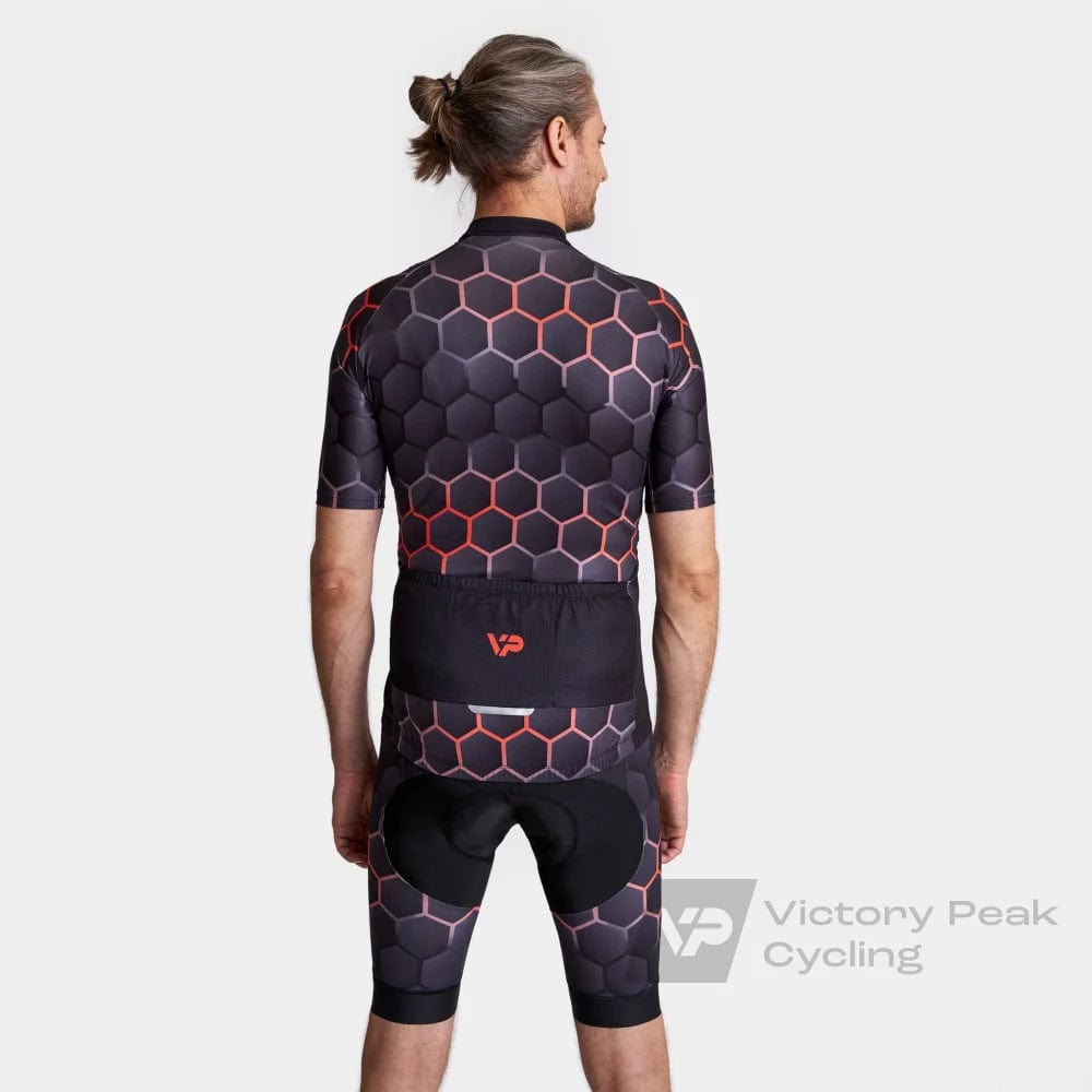 Victory Peak Best Mens Hexagon Cycling Jersey - Orange