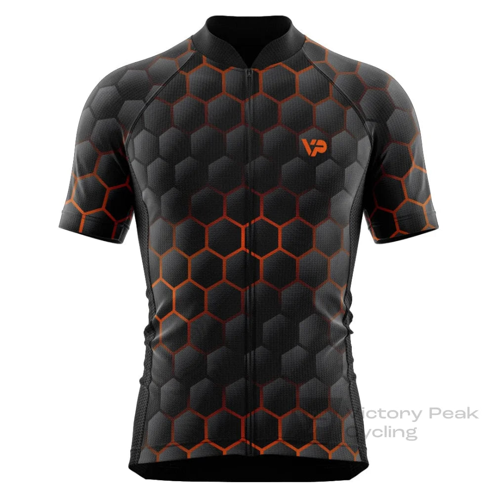 Victory Peak Best Mens Hexagon Cycling Jersey - Orange