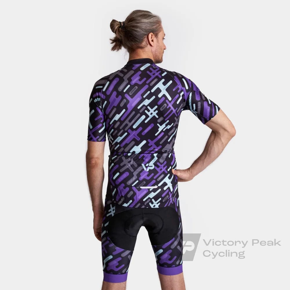 Victory Peak Best Mens Men Purple Pattern Cycling Jersey