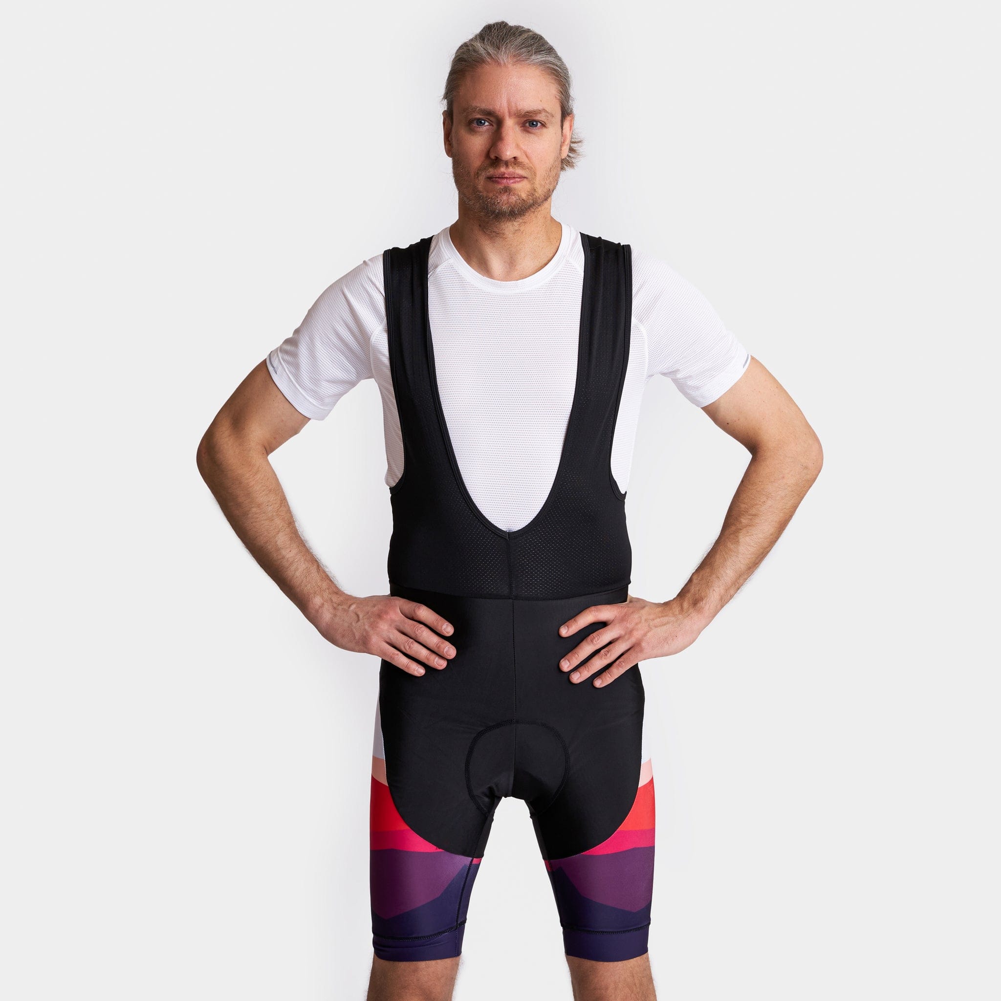 Mountains Cycling Bib Shorts - Burgundy Victory Peak Cycling