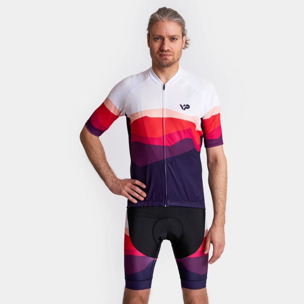Mountains Cycling Jersey - Burgundy Victory Peak Cycling