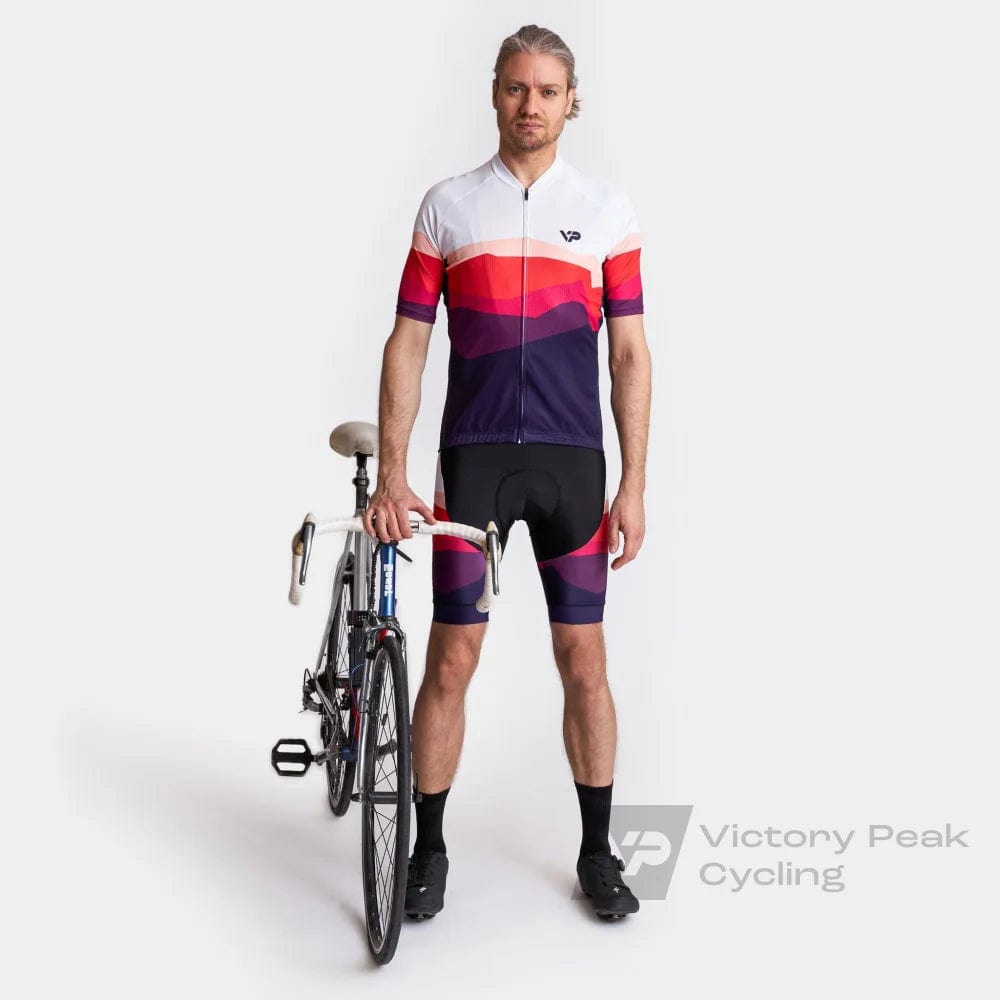 Victory Peak Best Mens Mountains Cycling Jersey - Burgundy