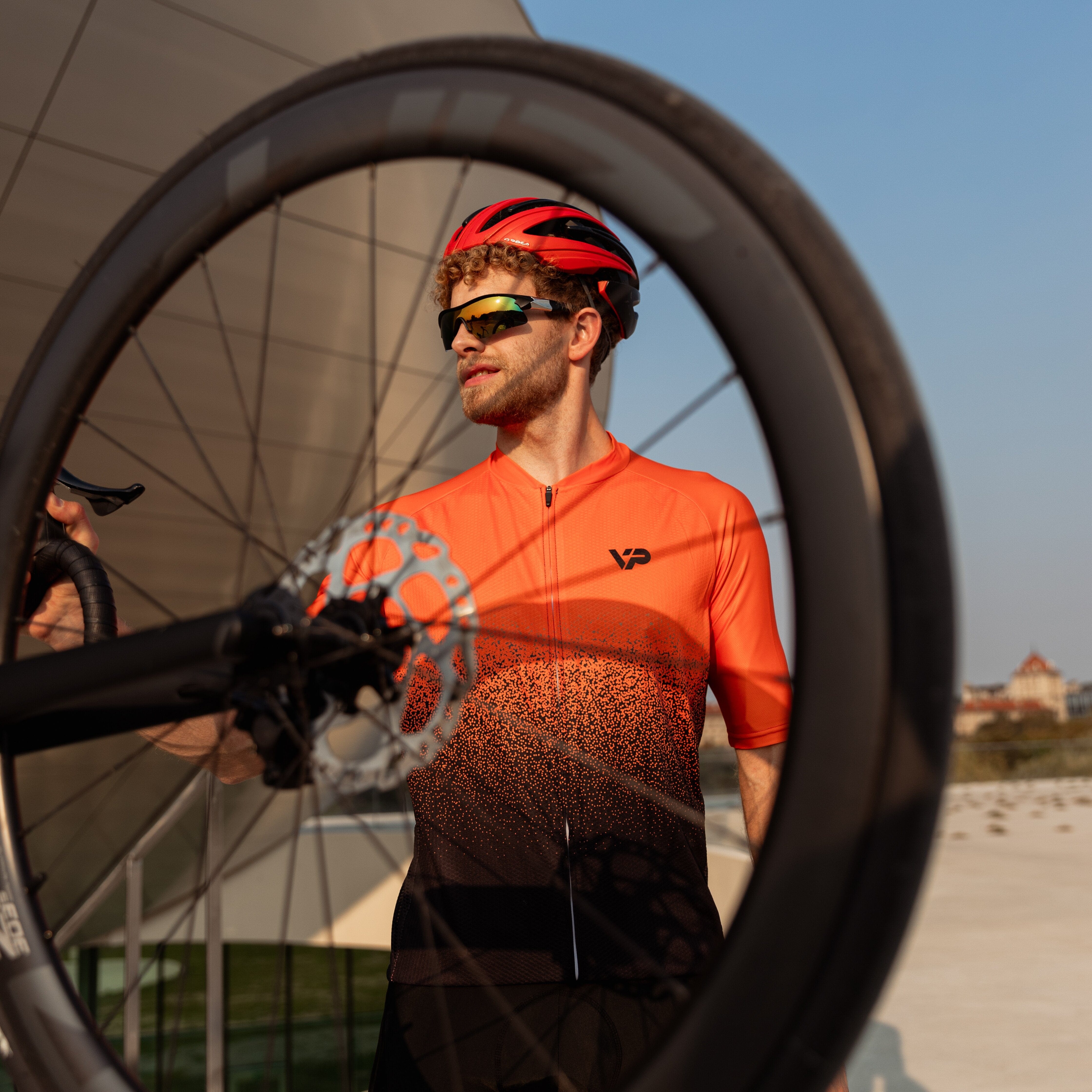 Victory Peak Best Mens Orange Gradient Cycling Jersey