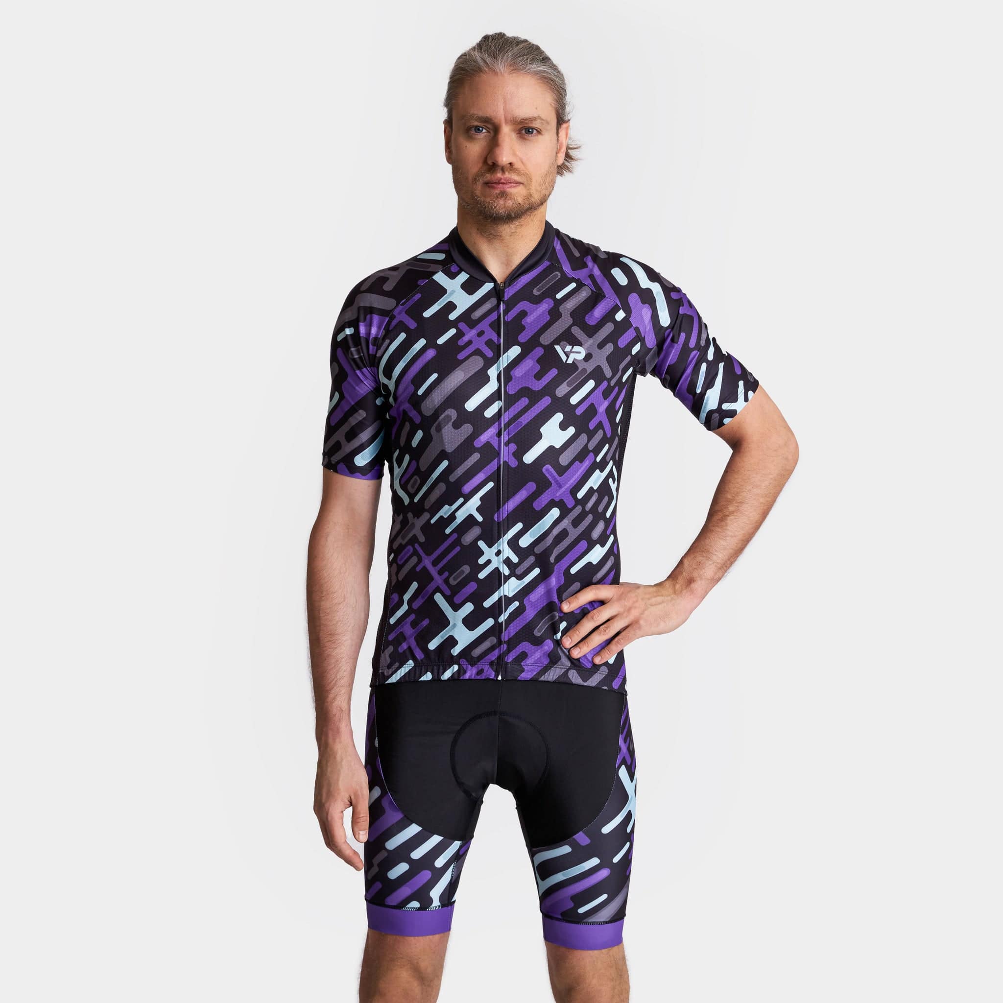 Victory Peak Best Mens Purple Pattern Cycling Bib Shorts