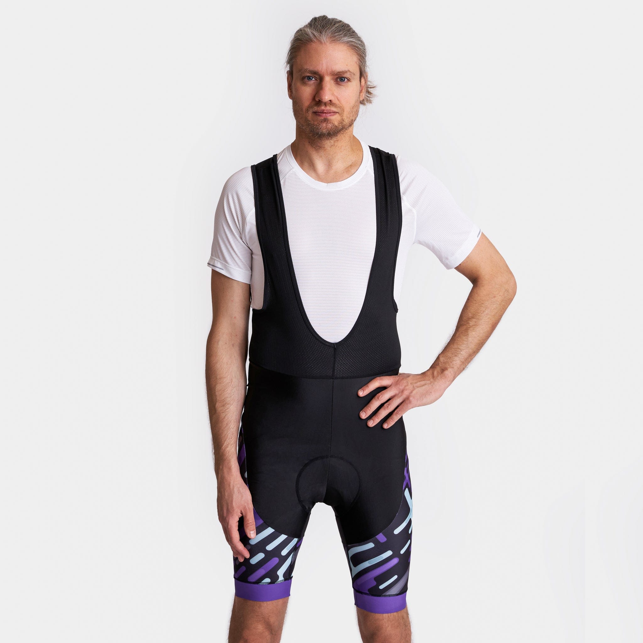 Purple Pattern Cycling Bib Shorts Victory Peak Cycling
