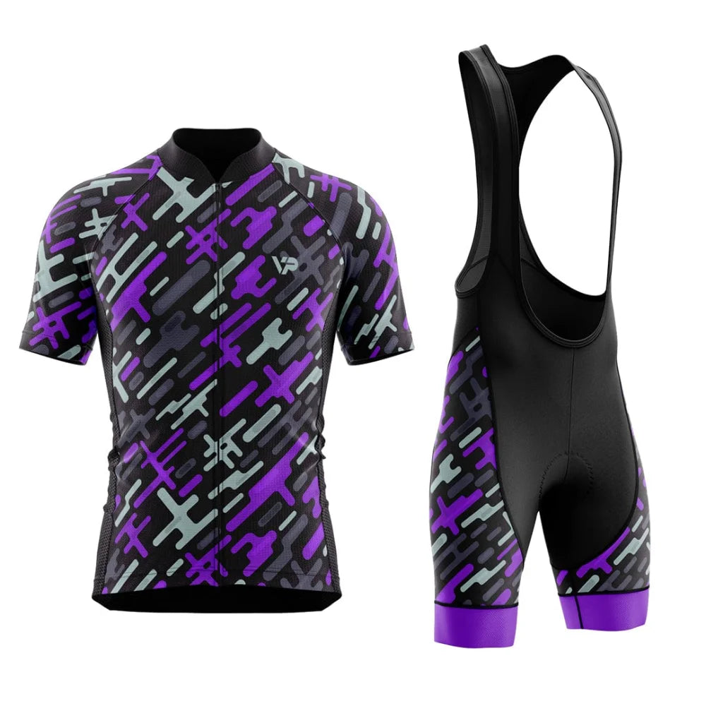 Victory Peak Best Mens Purple Pattern Cycling Kit