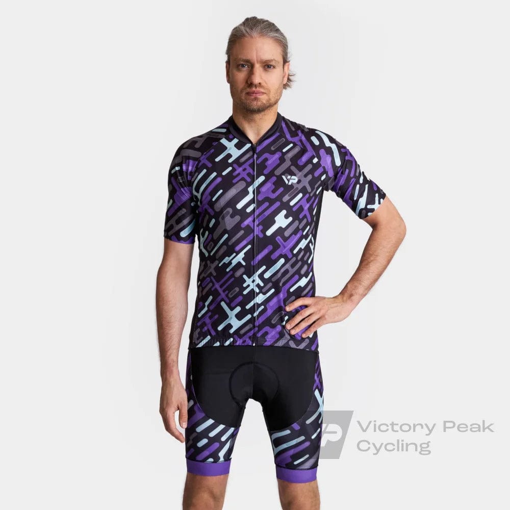 Victory Peak Best Mens Purple Pattern Cycling Kit