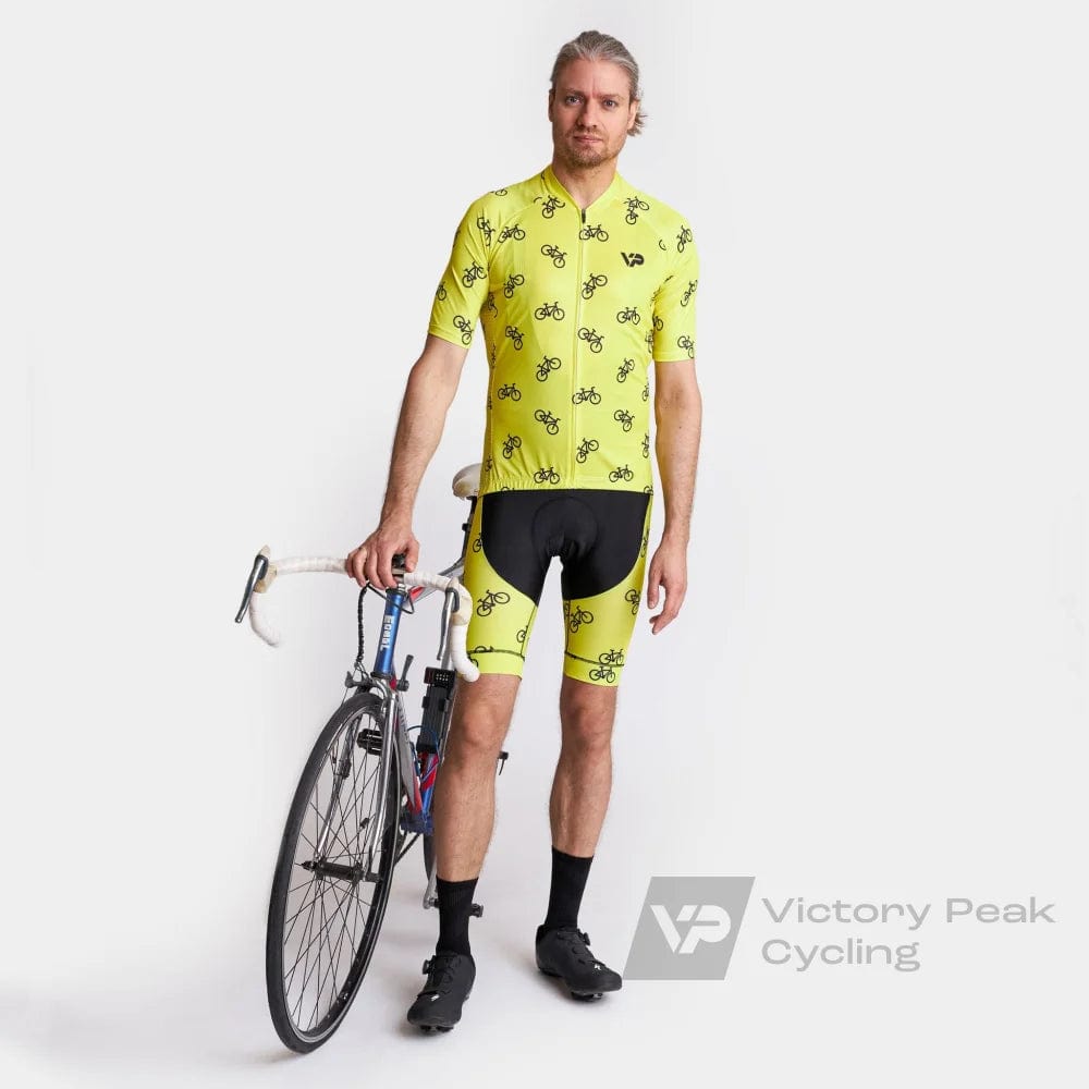 Victory Peak Best Mens Yellow Cycling Jersey VP8